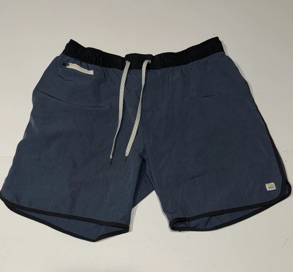 Vuori Kore Shorts Mens Size XL Blue 7.5 Inch Inseam Lined Drawstring Athletic